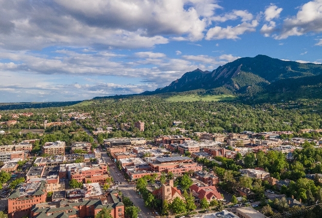 Outside landscape of town and mountains